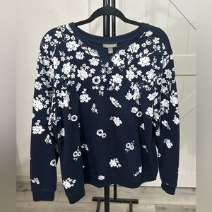 Style & Co Floral Navy and White Sweatshirt